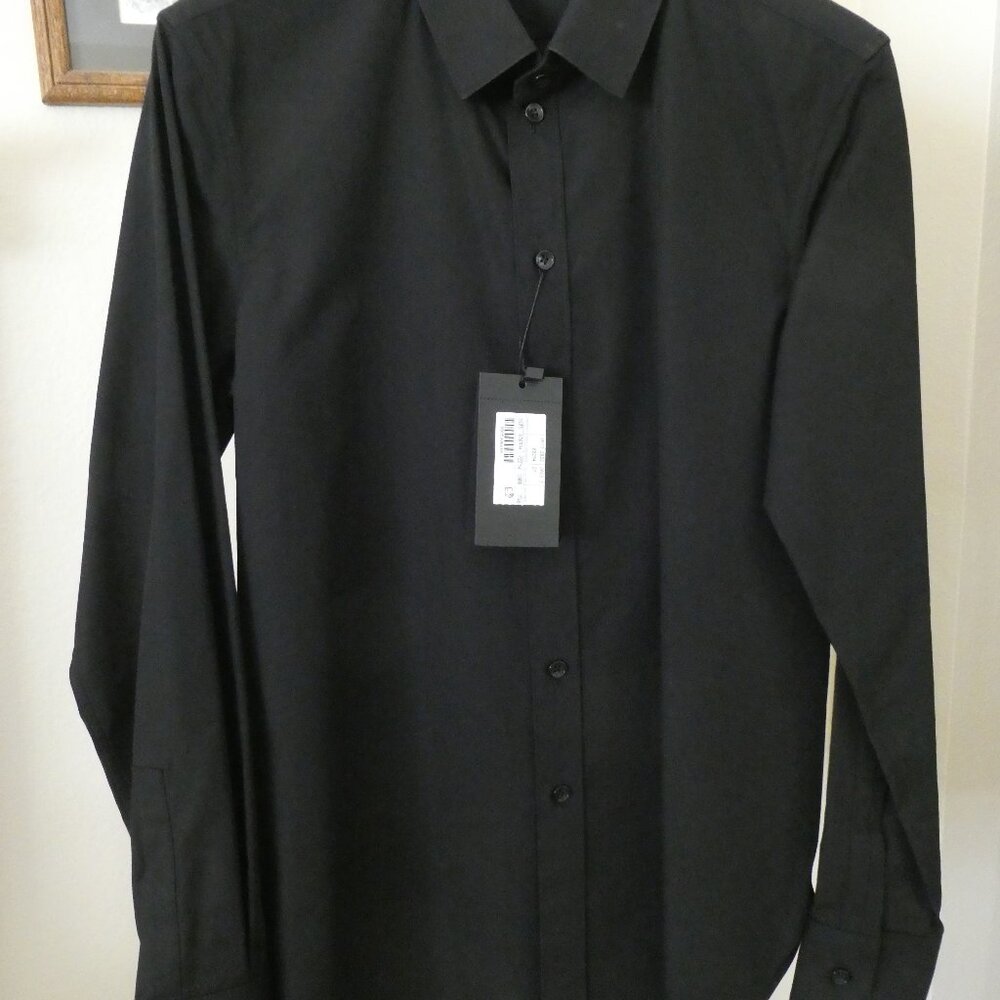 New Saint Laurent Women Black Shirt Button Front Long Sleeve  Sz F40 Uniform